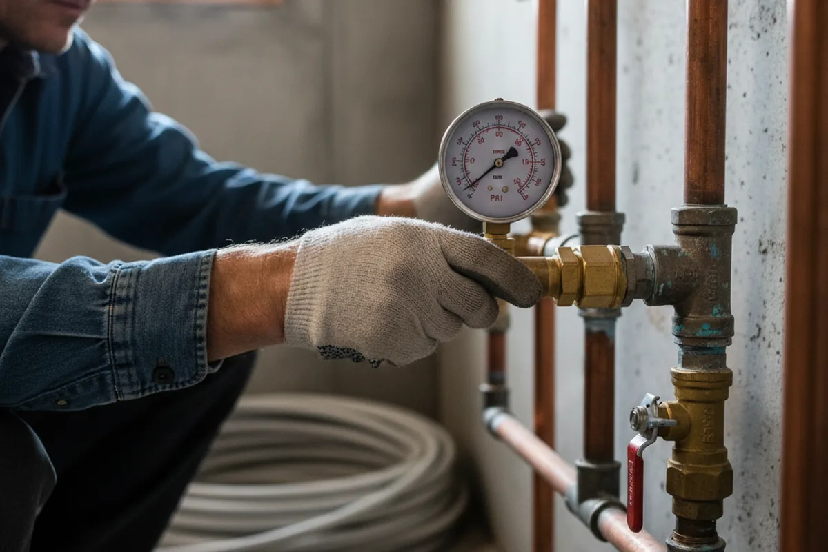 Pressure testing a repaired line during Water Line Repair in Sibley